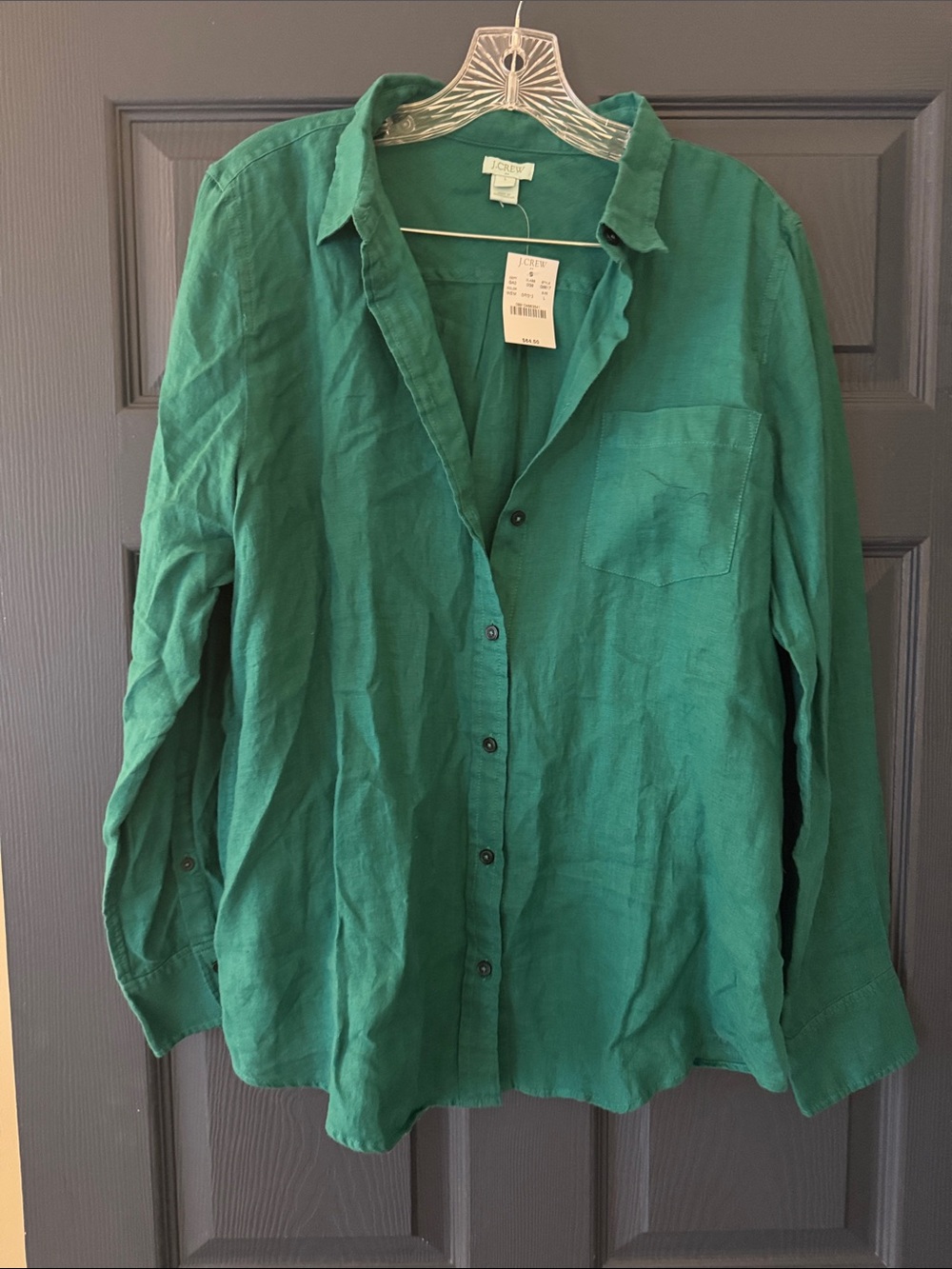 J. Crew Women's Green Long-Sleeve Button-Down Shirt